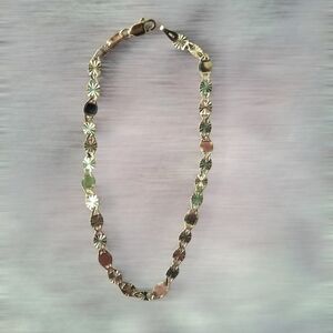 10K Solid Gold Valentino Link Diamond Cut Delicate Link Bracelet for Women BNIN